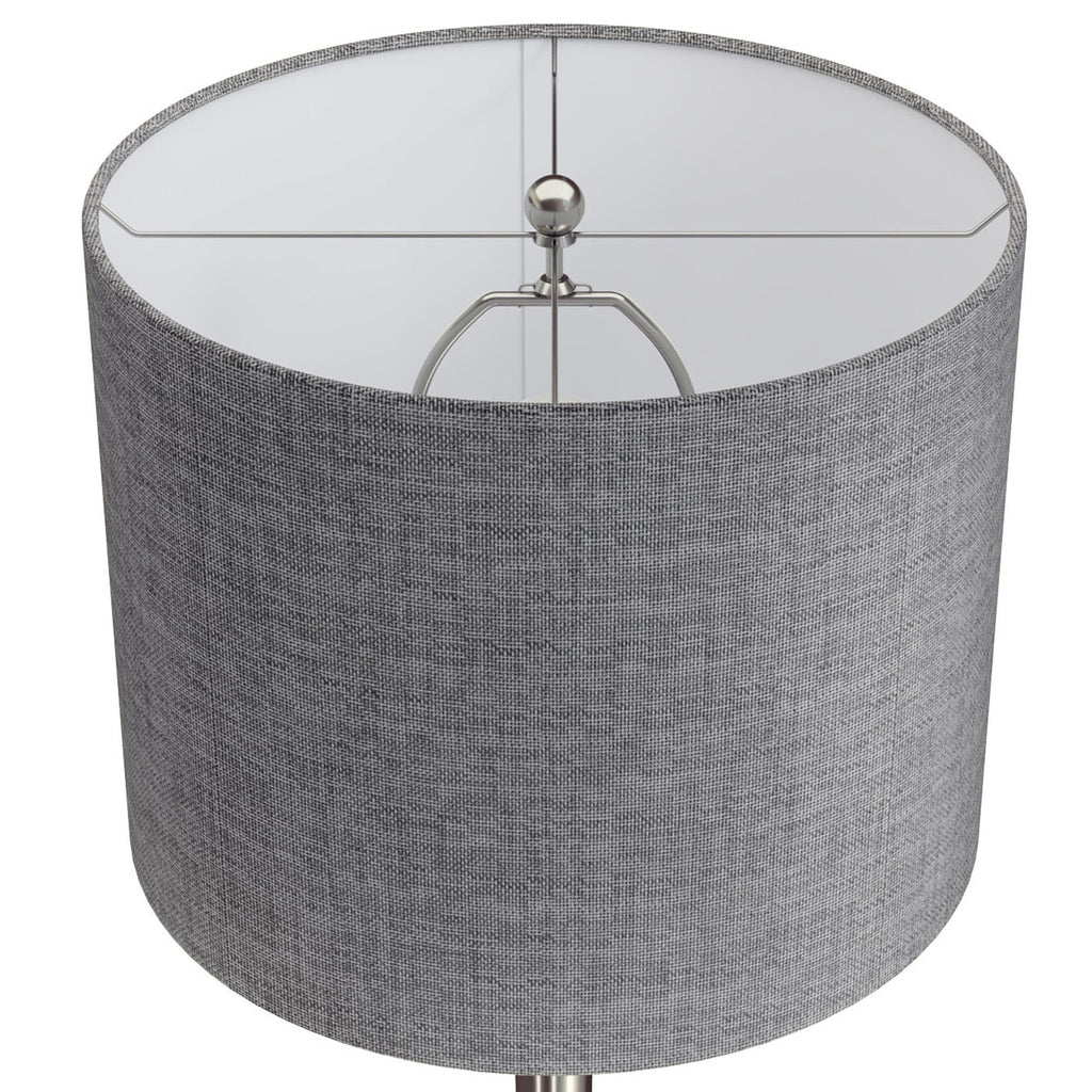 Lenuxe 24" Metal Table Lamp - Set of 2 - Brushed Nickel, Grey Linen