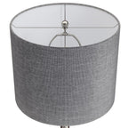 Lenuxe 24" Metal Table Lamp - Set of 2 - Brushed Nickel, Grey Linen