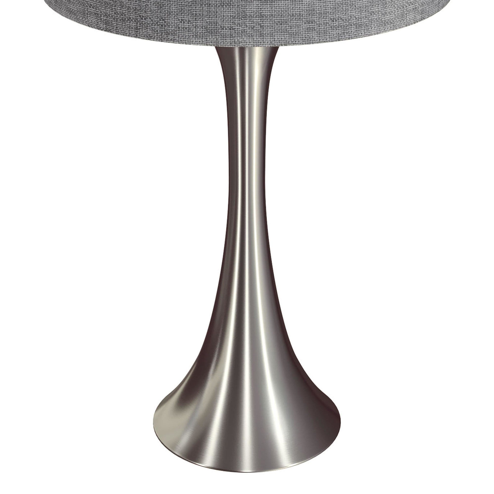 Lenuxe 24" Metal Table Lamp - Set of 2 - Brushed Nickel, Grey Linen