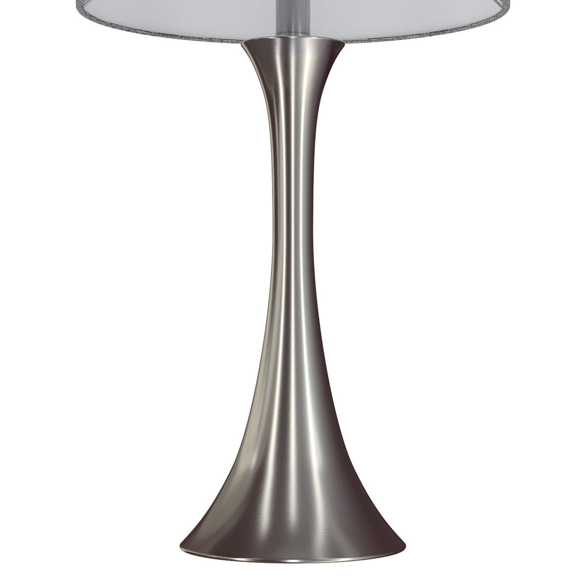 Lenuxe 24" Metal Table Lamp - Set of 2 - Brushed Nickel, Grey Linen