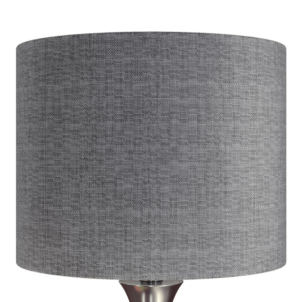 Lenuxe 24" Metal Table Lamp - Set of 2 - Brushed Nickel, Grey Linen