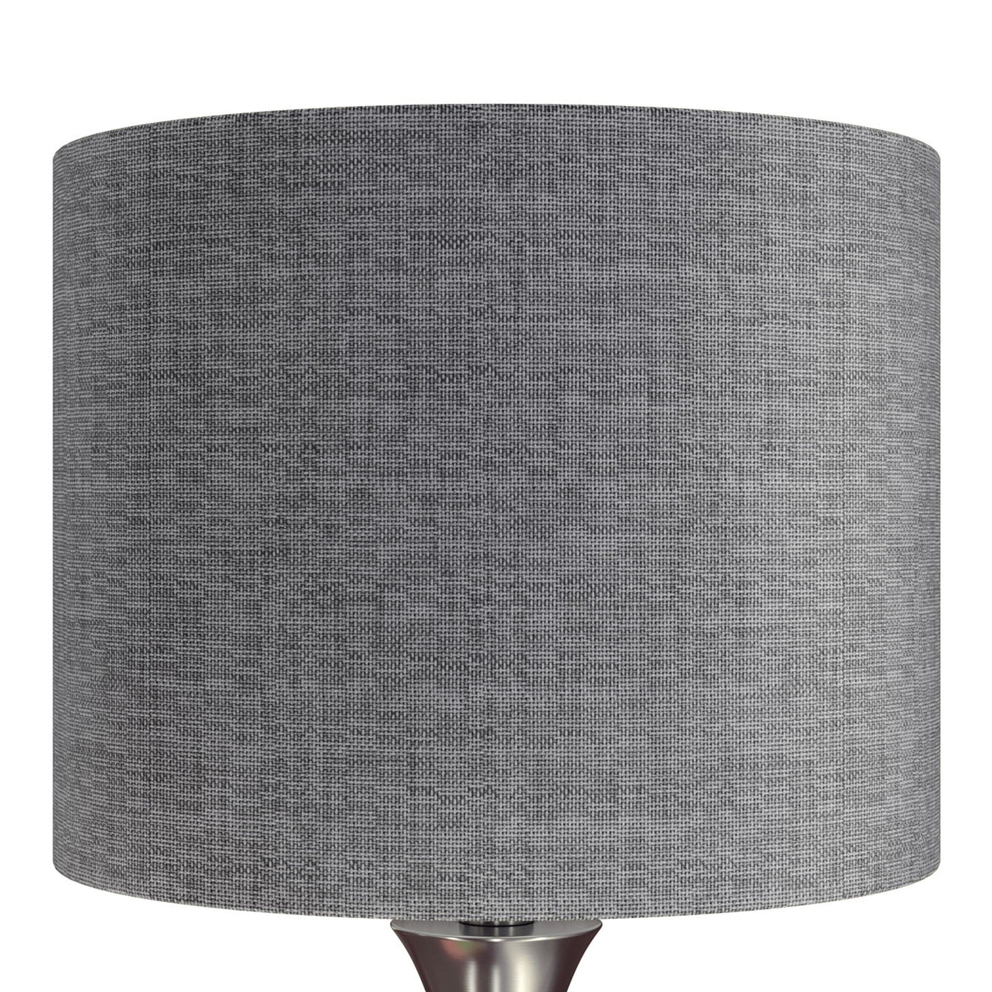 Lenuxe 24" Metal Table Lamp - Set of 2 - Brushed Nickel, Grey Linen
