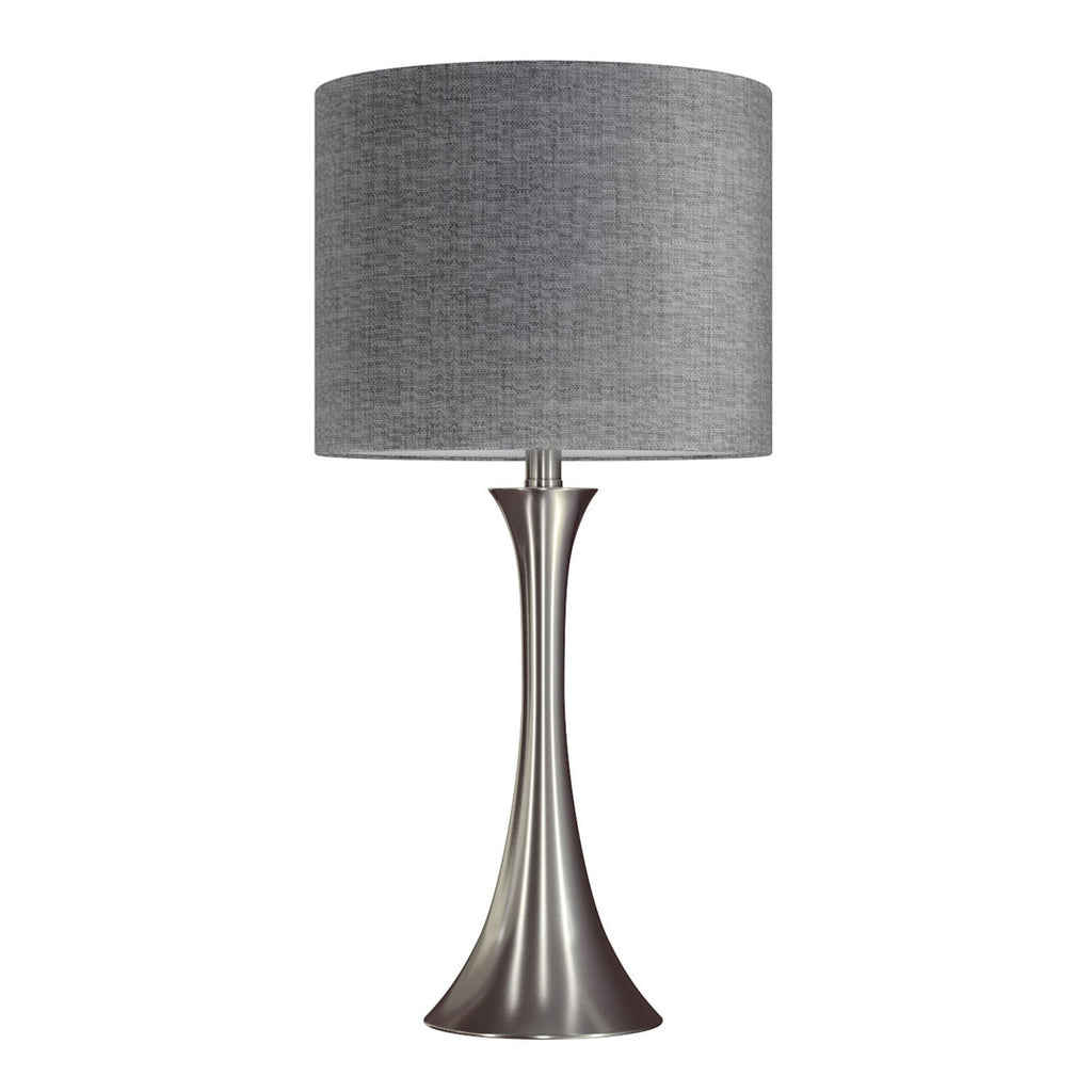 Lenuxe 24" Metal Table Lamp - Set of 2 - Brushed Nickel, Grey Linen
