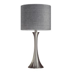 Lenuxe 24" Metal Table Lamp - Set of 2 - Brushed Nickel, Grey Linen