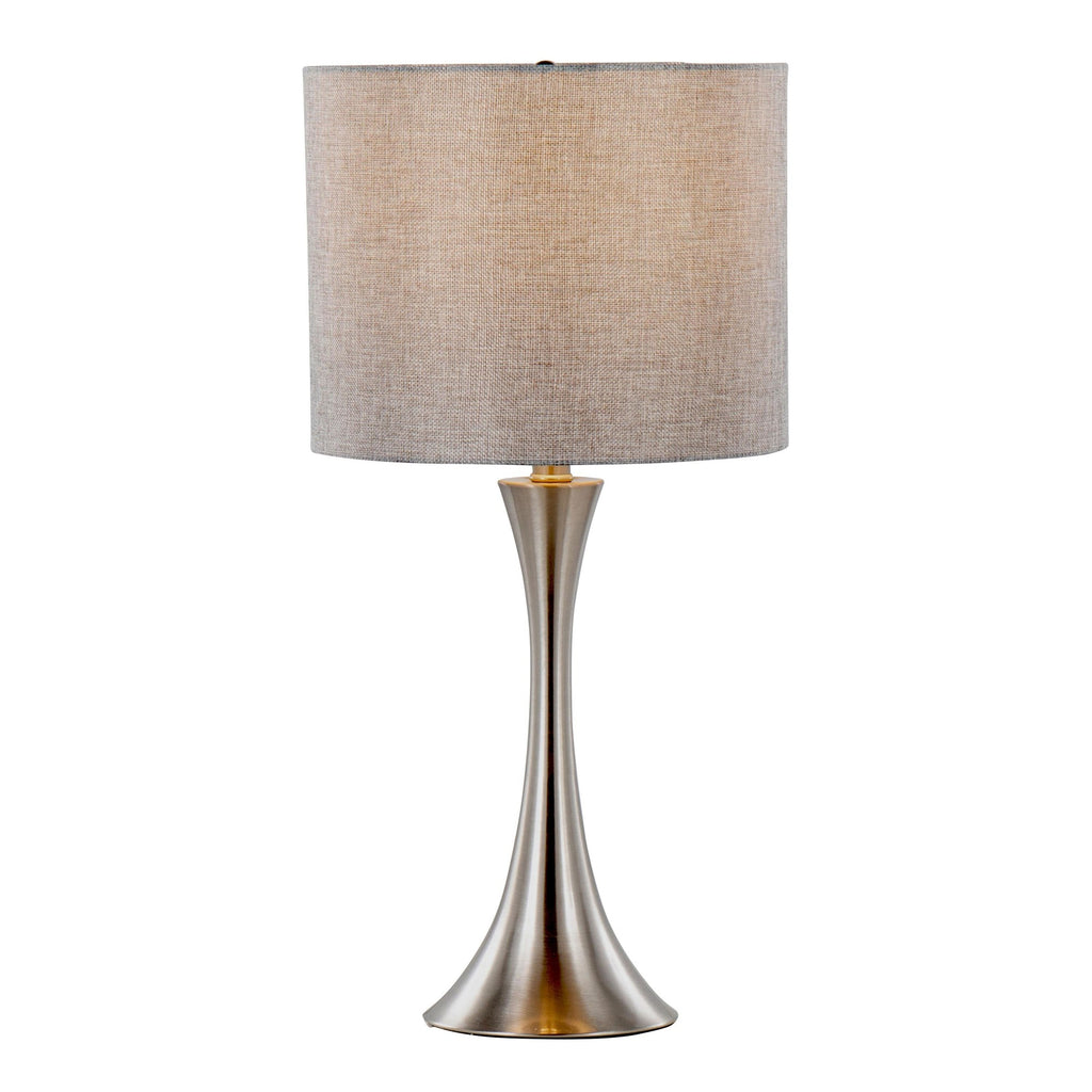 Lenuxe 24" Metal Table Lamp - Set of 2 - Brushed Nickel, Grey Linen