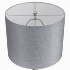 Lenuxe 24" Metal Table Lamp - Set of 2 - Brushed Nickel, Grey Sparkly Linen, Silver Metallic Threading