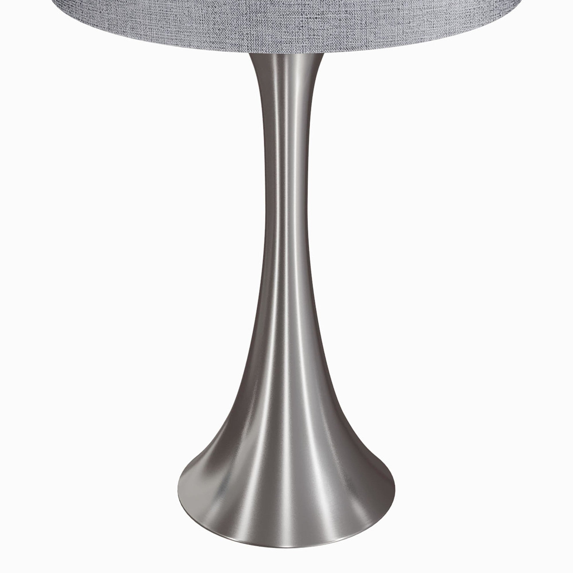 Lenuxe 24" Metal Table Lamp - Set of 2 - Brushed Nickel, Grey Sparkly Linen, Silver Metallic Threading