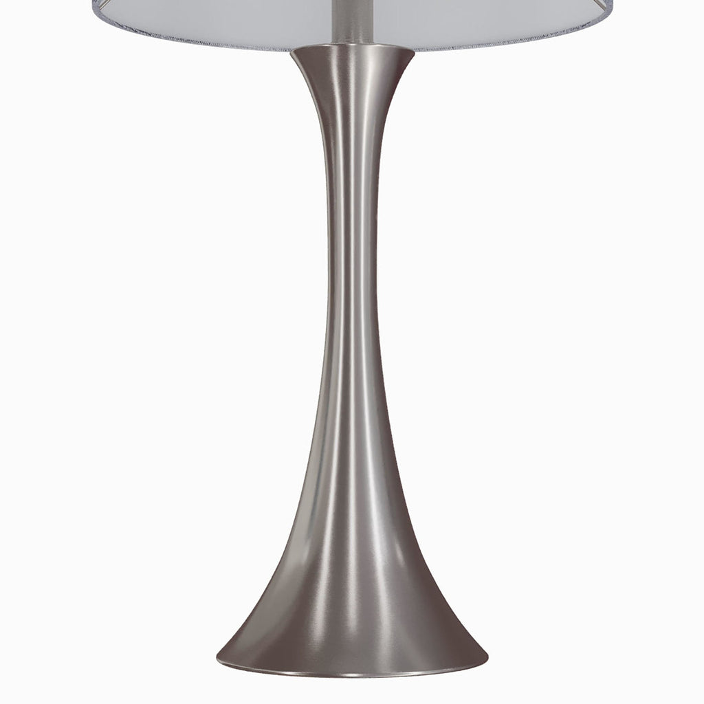 Lenuxe 24" Metal Table Lamp - Set of 2 - Brushed Nickel, Grey Sparkly Linen, Silver Metallic Threading