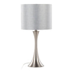 Lenuxe 24" Metal Table Lamp - Set of 2 - Brushed Nickel, Grey Sparkly Linen, Silver Metallic Threading