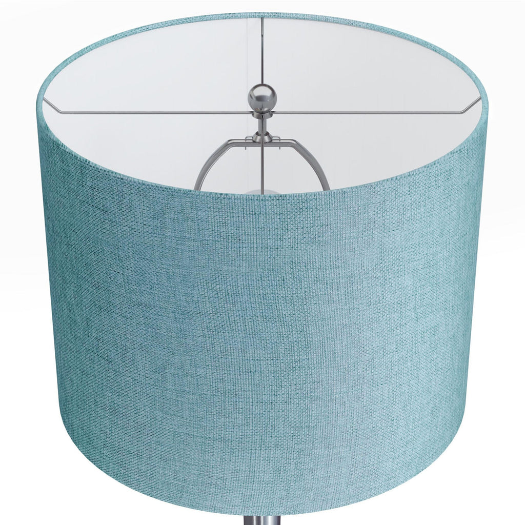 Lenuxe 24" Metal Table Lamp - Set of 2 - Brushed Nickel, Turquoise Linen