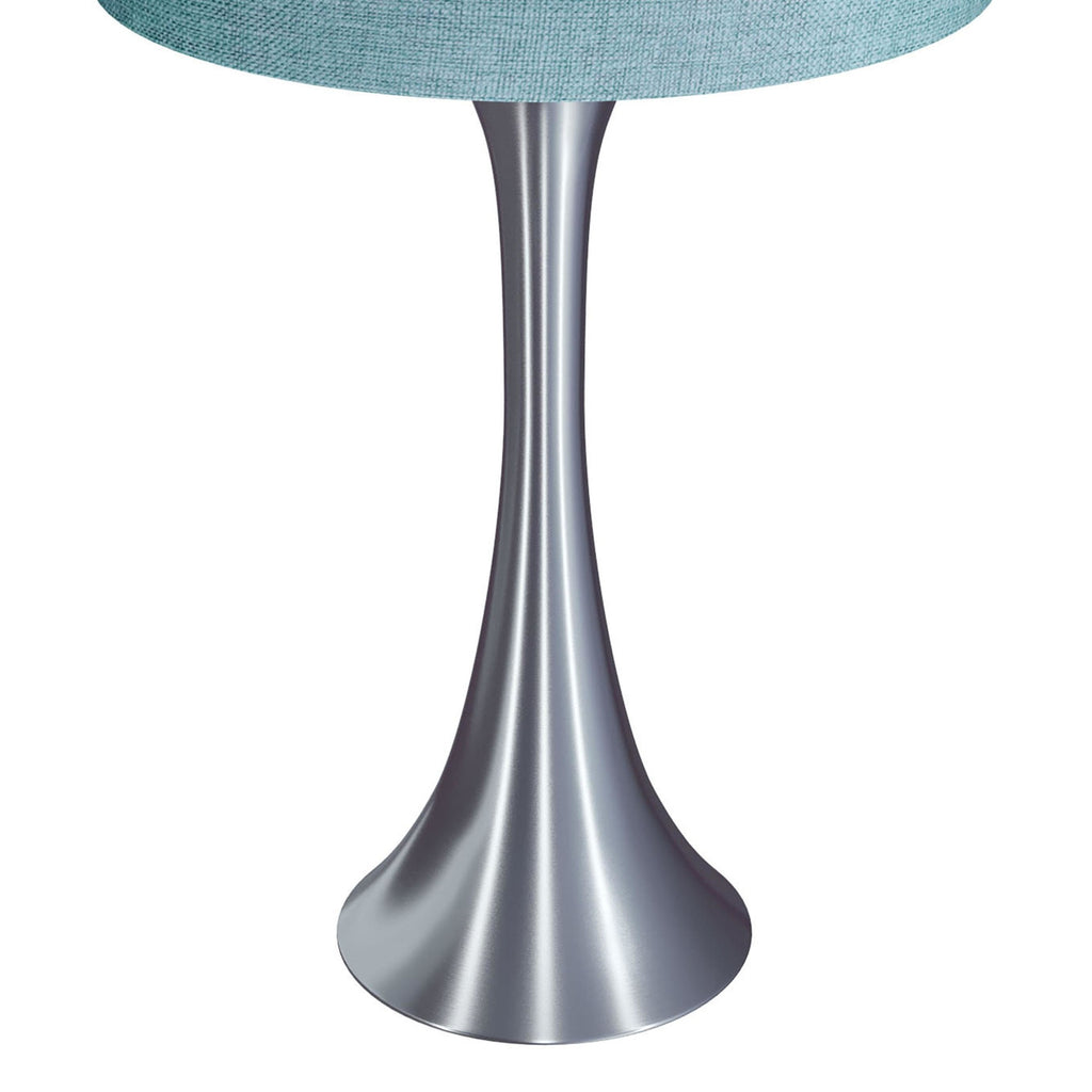 Lenuxe 24" Metal Table Lamp - Set of 2 - Brushed Nickel, Turquoise Linen