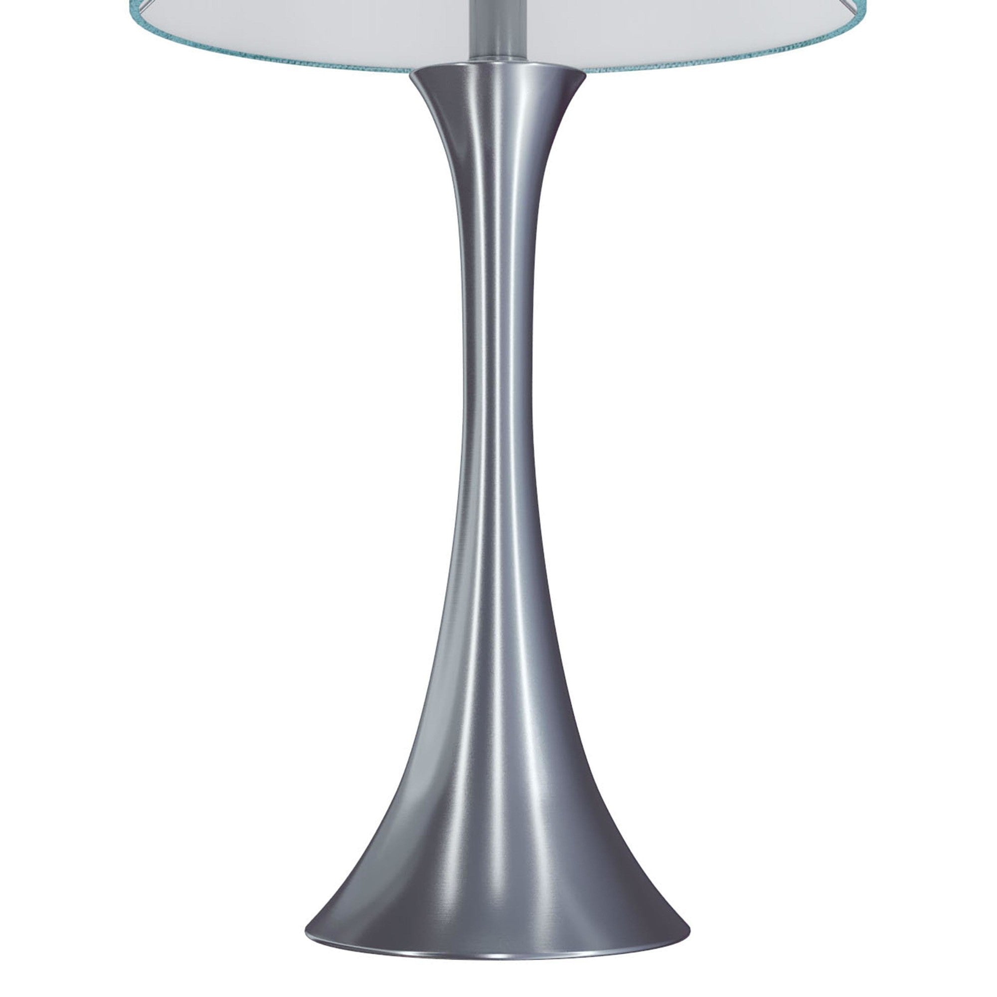 Lenuxe 24" Metal Table Lamp - Set of 2 - Brushed Nickel, Turquoise Linen