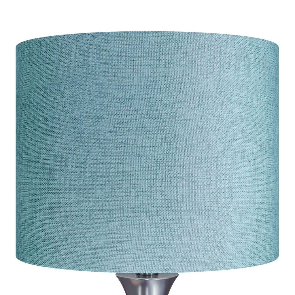 Lenuxe 24" Metal Table Lamp - Set of 2 - Brushed Nickel, Turquoise Linen