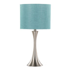 Lenuxe 24" Metal Table Lamp - Set of 2 - Brushed Nickel, Turquoise Linen