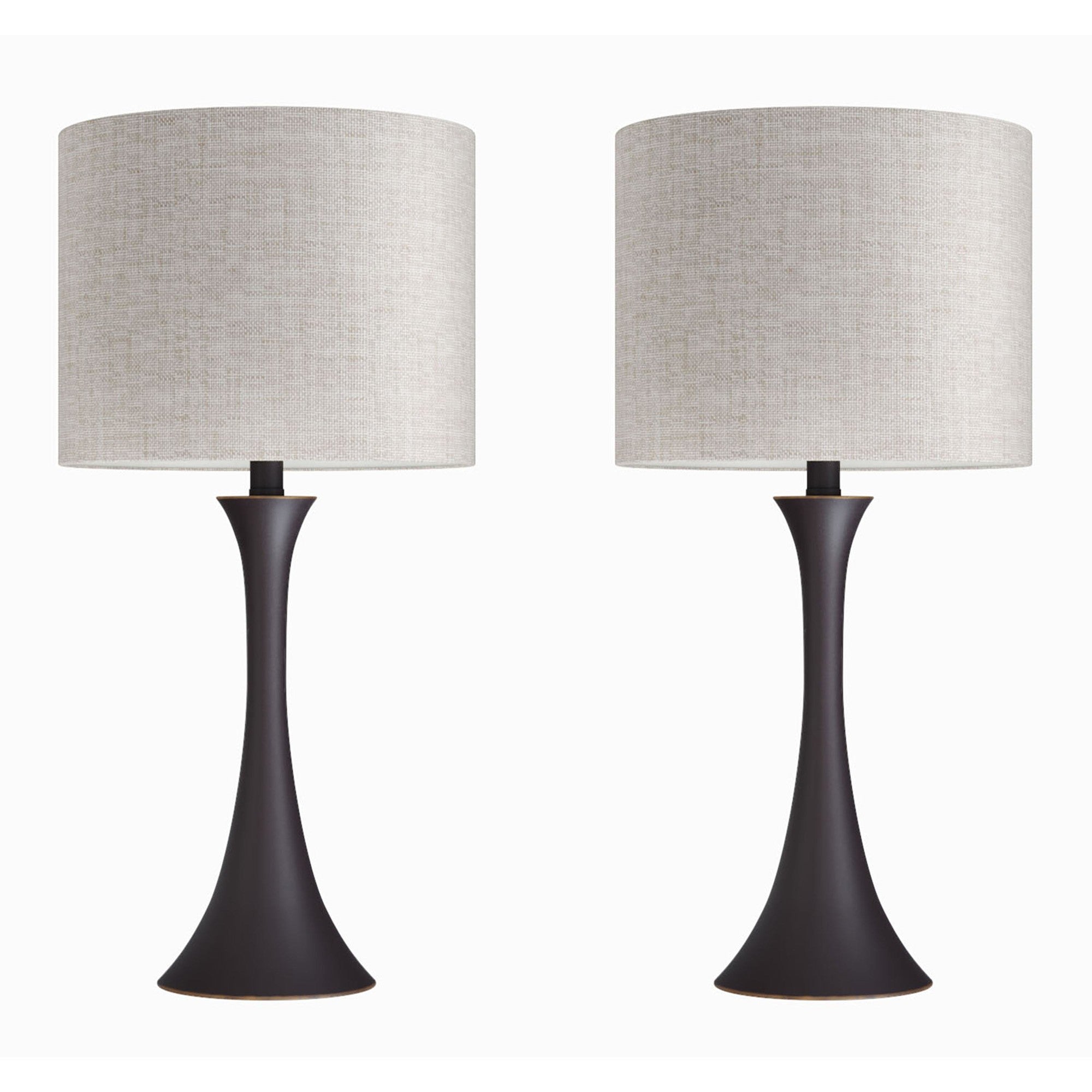 Lenuxe 24" Metal Table Lamp - Set of 2 - Oil Rubbed Bronze, Natural Linen