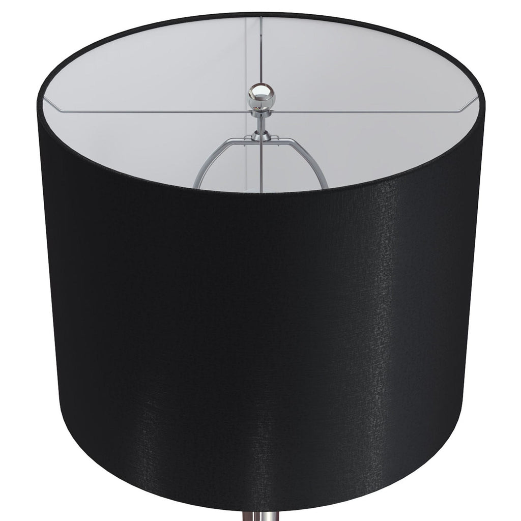 Lenuxe 24" Metal Table Lamp - Set of 2 - Polished Nickel, Black Silk