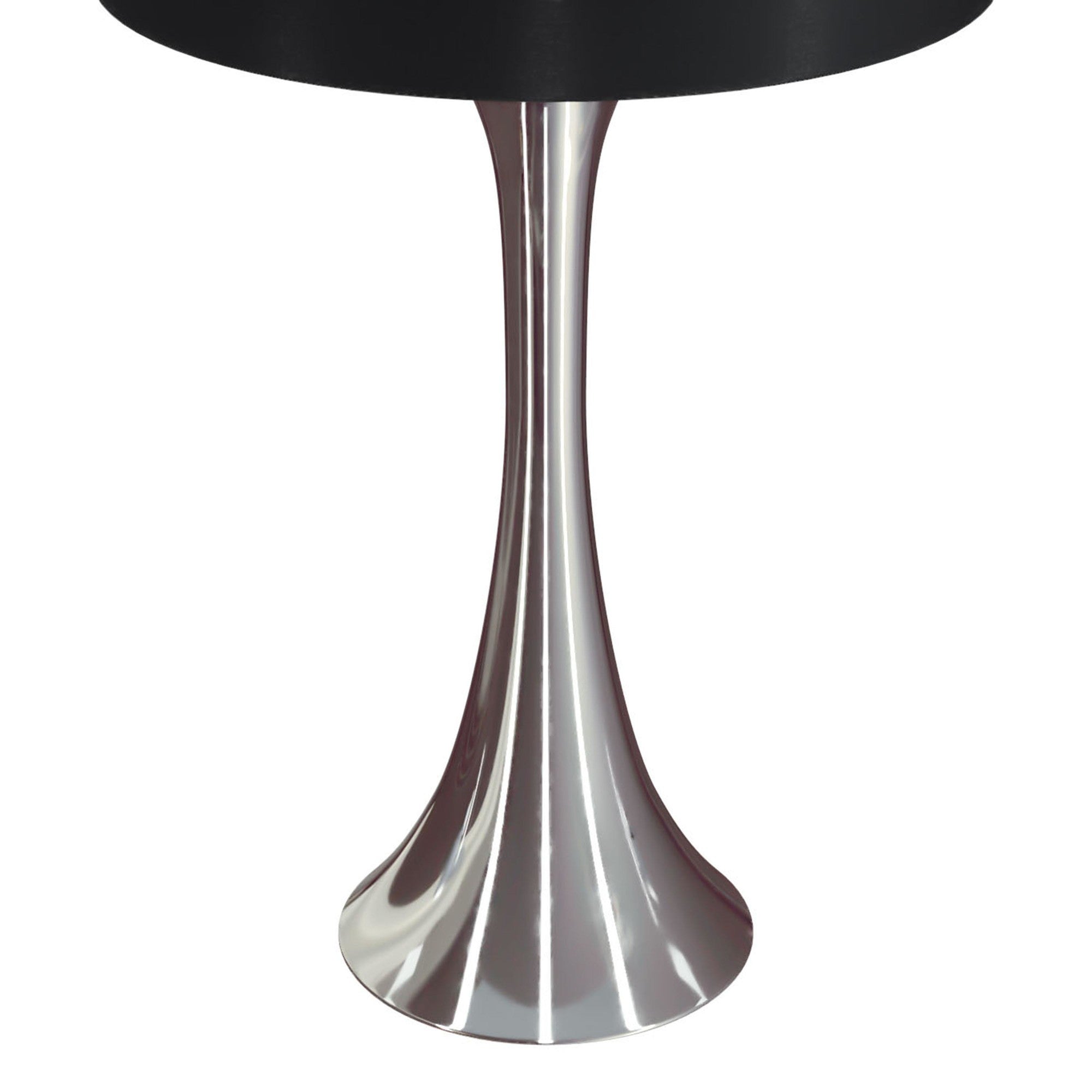 Lenuxe 24" Metal Table Lamp - Set of 2 - Polished Nickel, Black Silk
