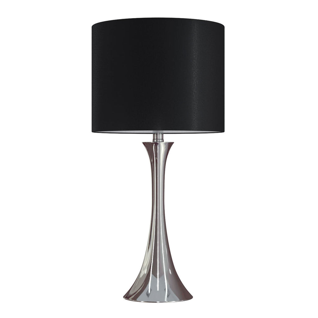 Lenuxe 24" Metal Table Lamp - Set of 2 - Polished Nickel, Black Silk