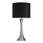 Lenuxe 24" Metal Table Lamp - Set of 2 - Polished Nickel, Black Silk