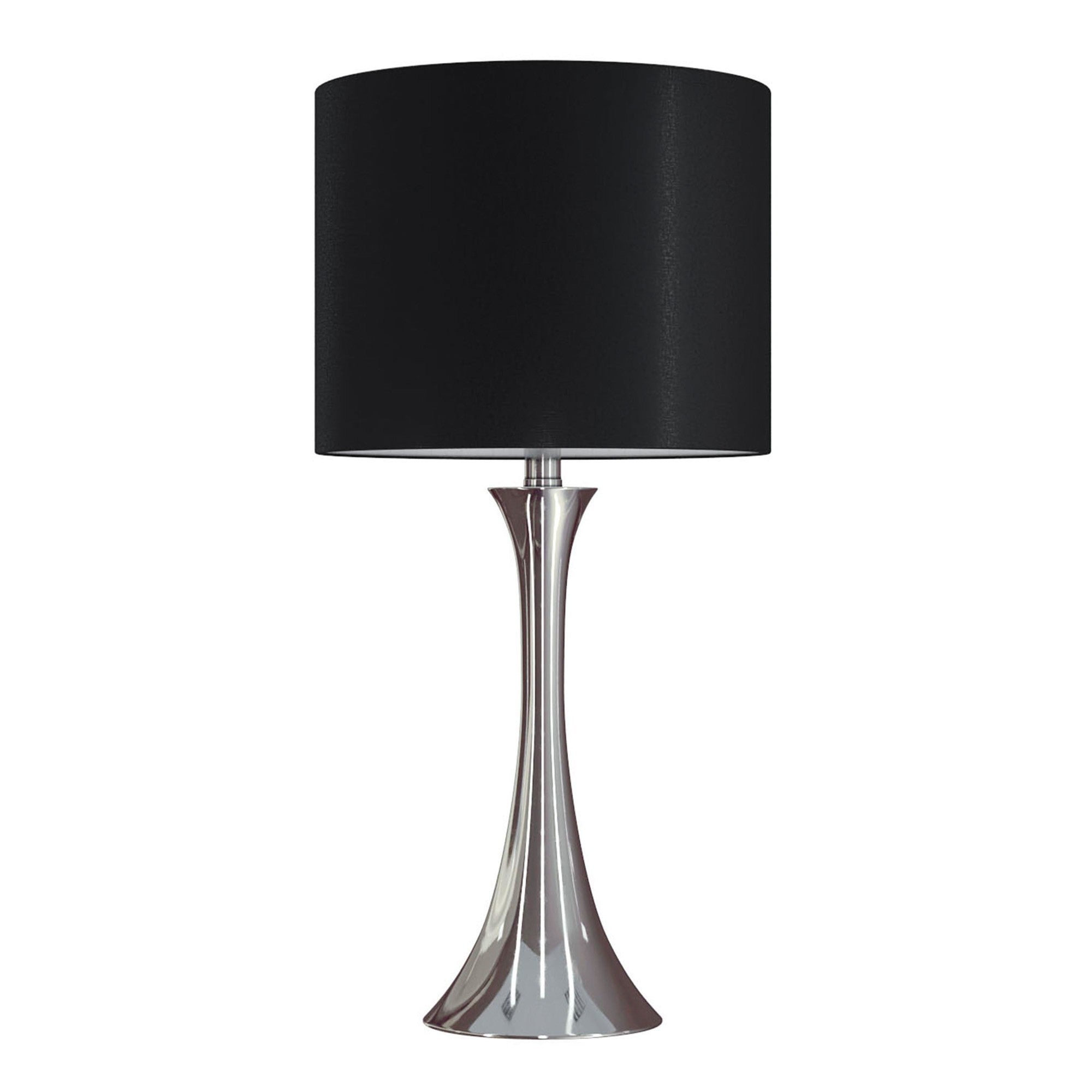 Lenuxe 24" Metal Table Lamp - Set of 2 - Polished Nickel, Black Silk