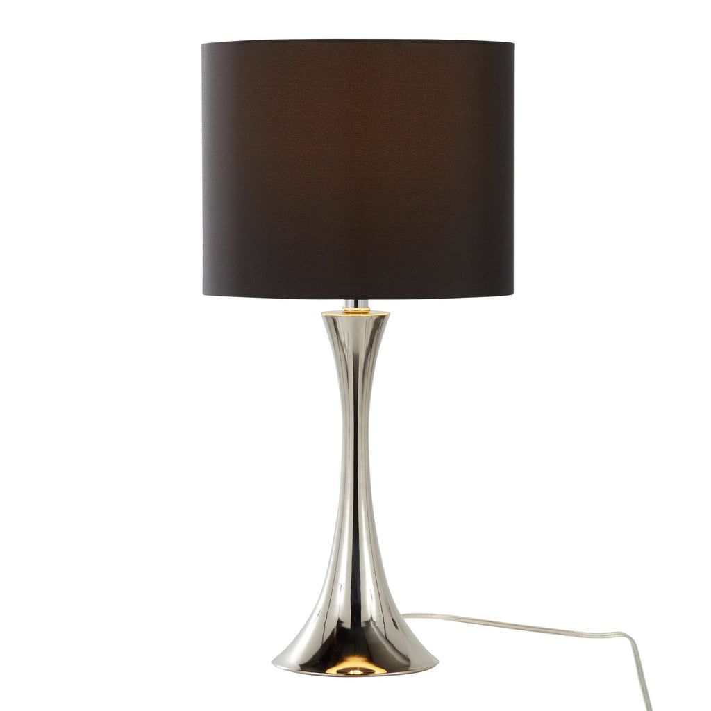 Lenuxe 24" Metal Table Lamp - Set of 2 - Polished Nickel, Black Silk