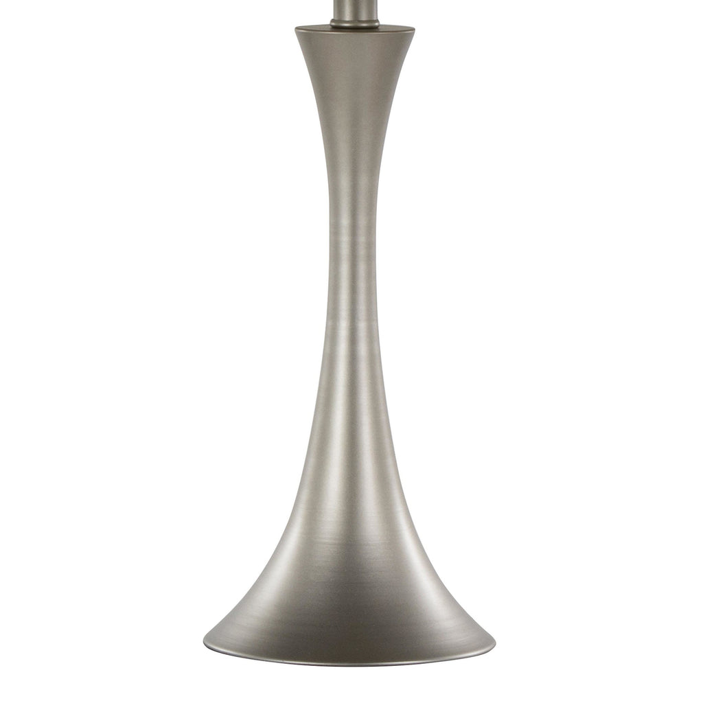 Lenuxe 24" Metal Table Lamp - Set of 2 - Frosted Silver Metal, Off-white Linen