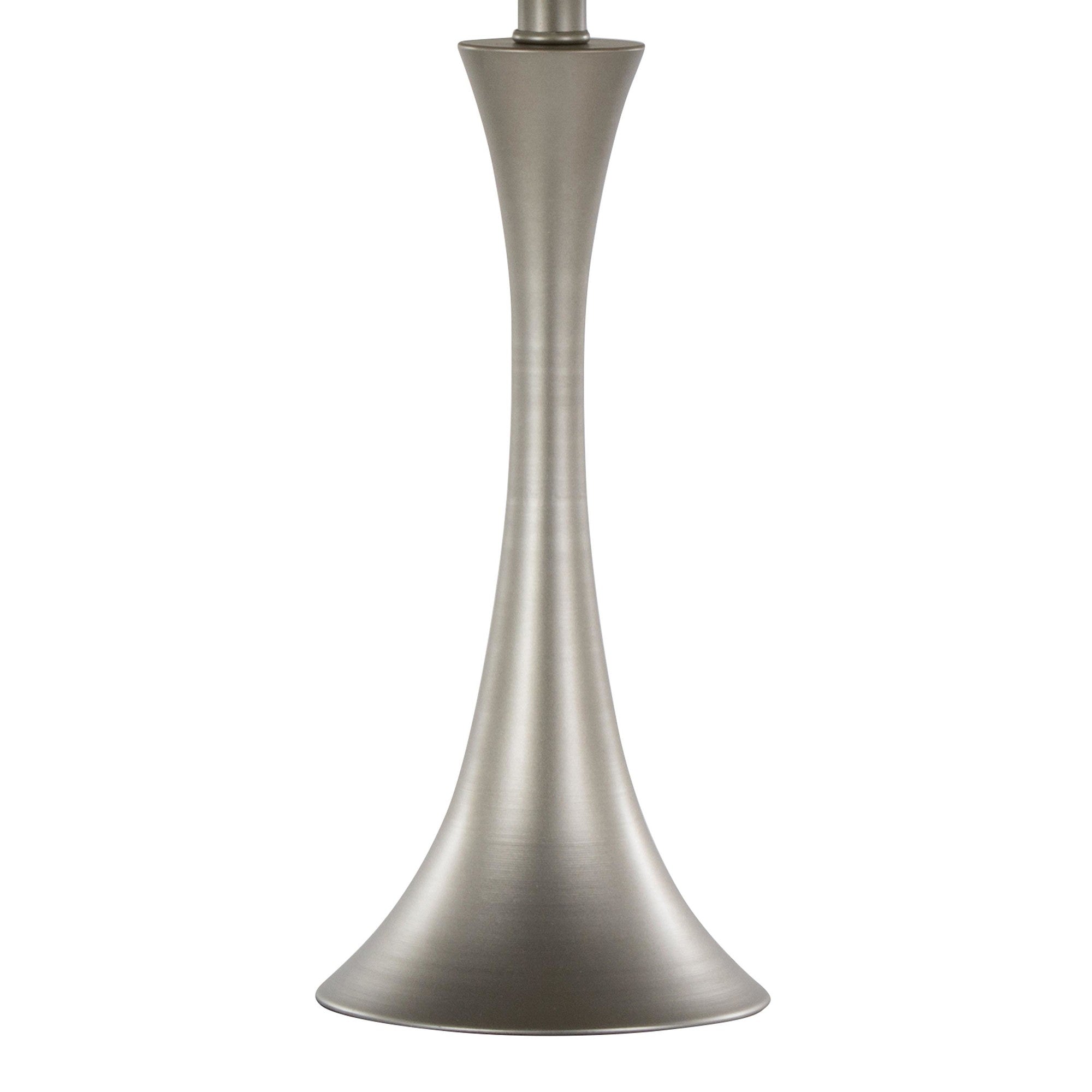 Lenuxe 24" Metal Table Lamp - Set of 2 - Frosted Silver Metal, Off-white Linen