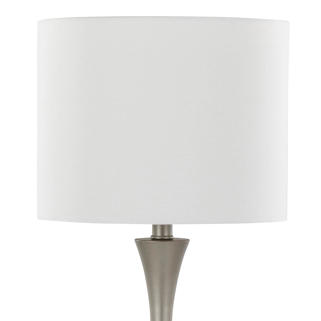 Lenuxe 24" Metal Table Lamp - Set of 2 - Frosted Silver Metal, Off-white Linen