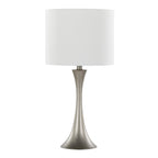 Lenuxe 24" Metal Table Lamp - Set of 2 - Frosted Silver Metal, Off-white Linen