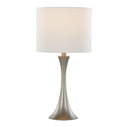 Lenuxe 24" Metal Table Lamp - Set of 2 - Frosted Silver Metal, Off-white Linen