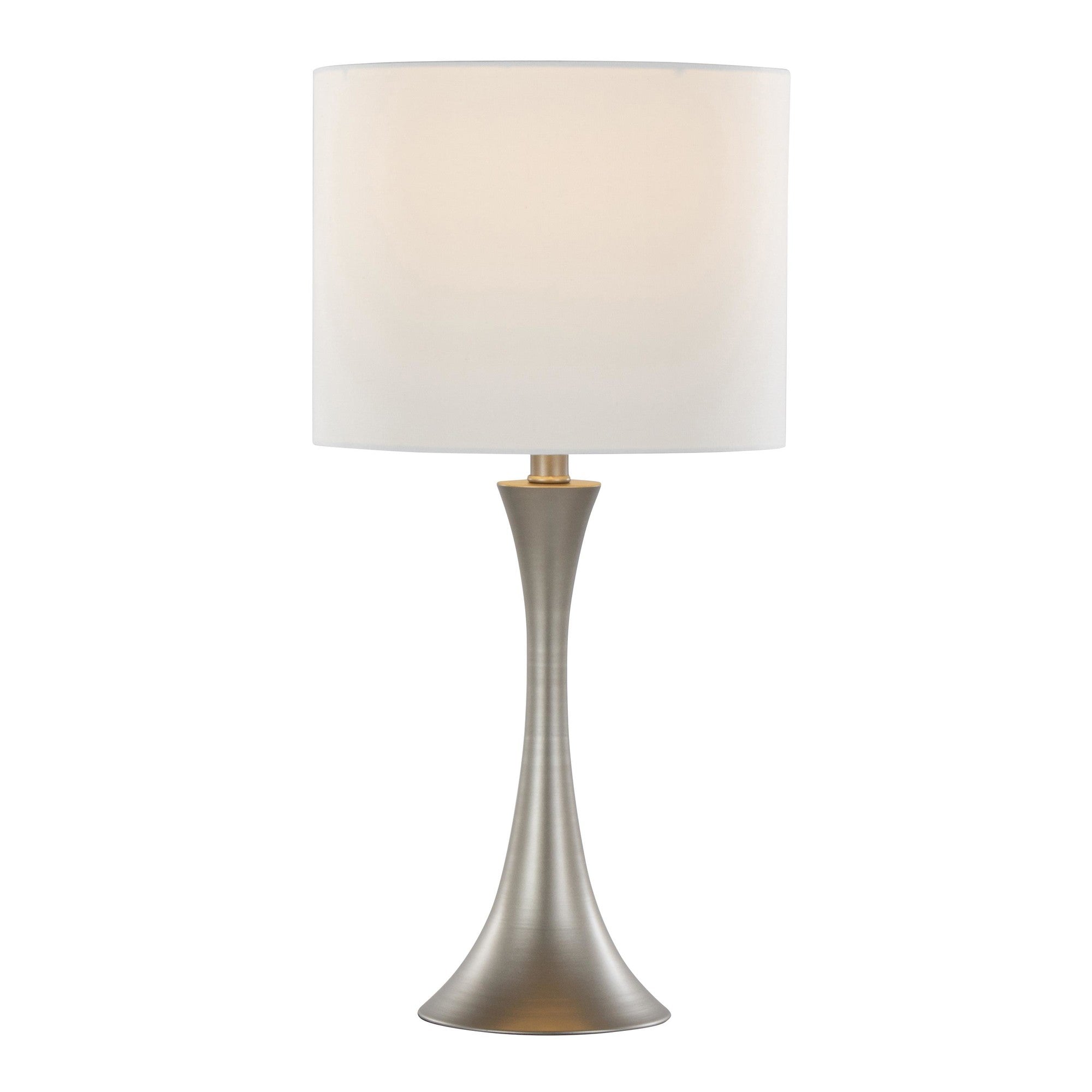 Lenuxe 24" Metal Table Lamp - Set of 2 - Frosted Silver Metal, Off-white Linen