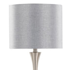 Lenuxe 25" Metal Table Lamp With Usb - Set of 2 - Brushed Nickel, Grey Linen