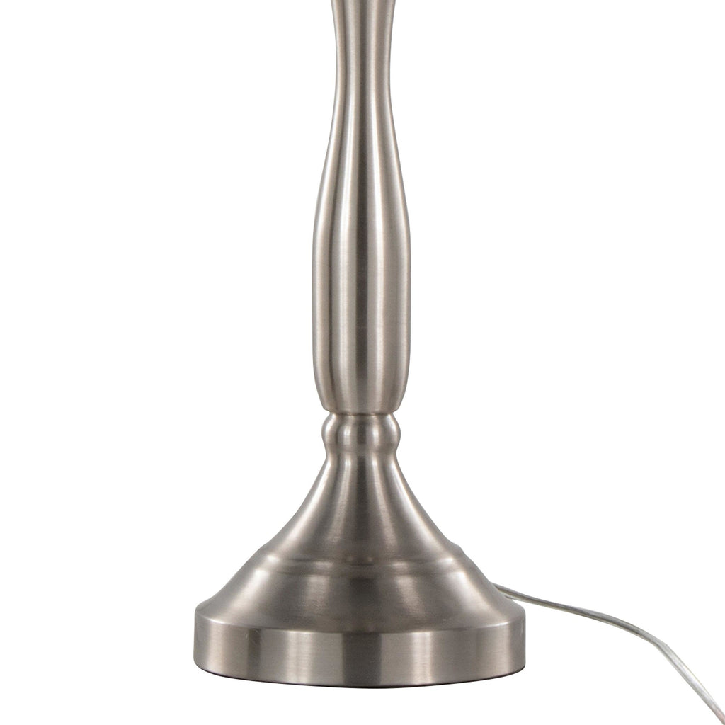 Sawyer 25" Metal Table Lamp With Usb - Set of 2 - Brushed Nickel, White Linen