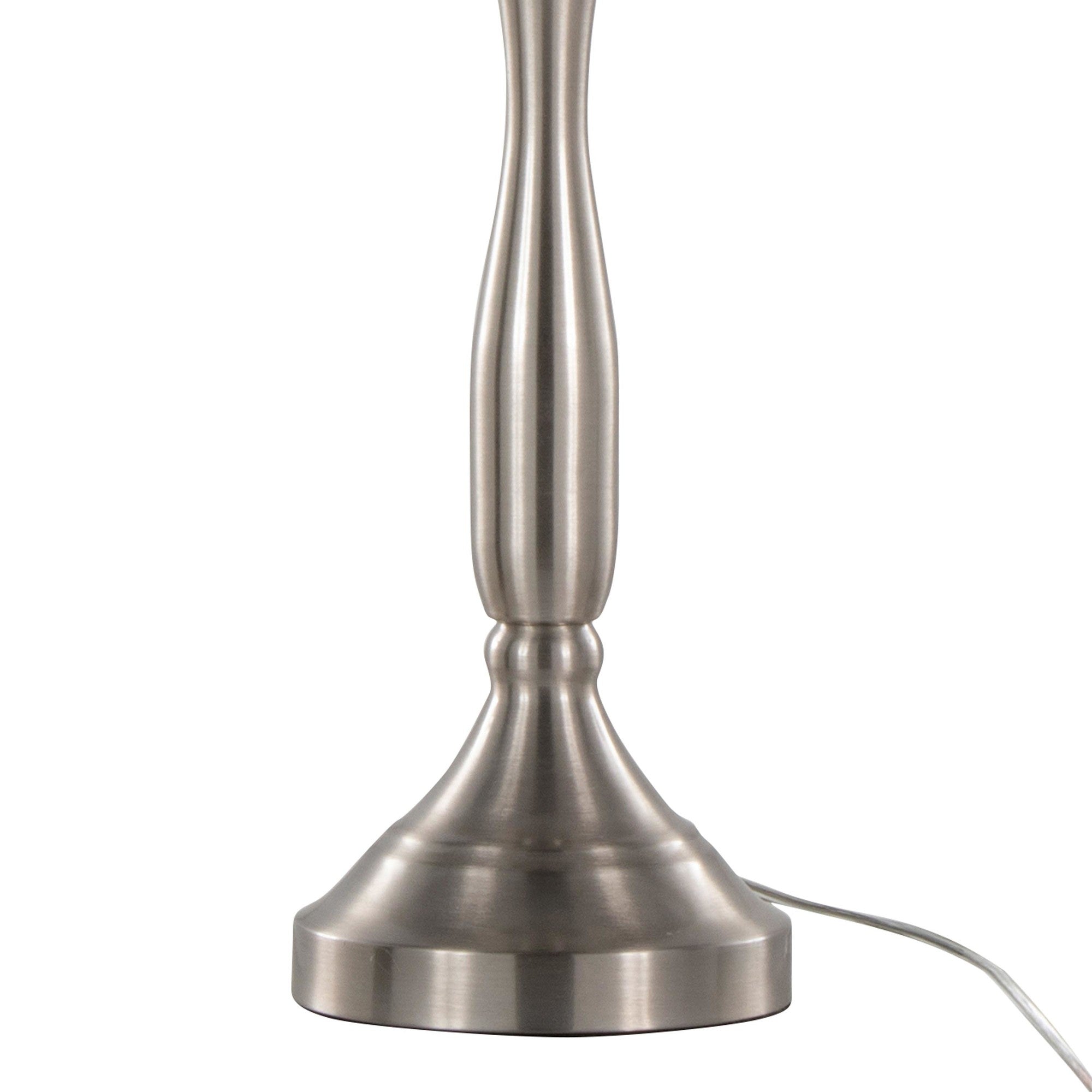 Sawyer 25" Metal Table Lamp With Usb - Set of 2 - Brushed Nickel, White Linen