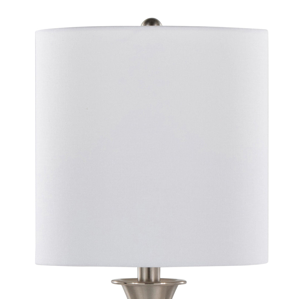 Sawyer 25" Metal Table Lamp With Usb - Set of 2 - Brushed Nickel, White Linen