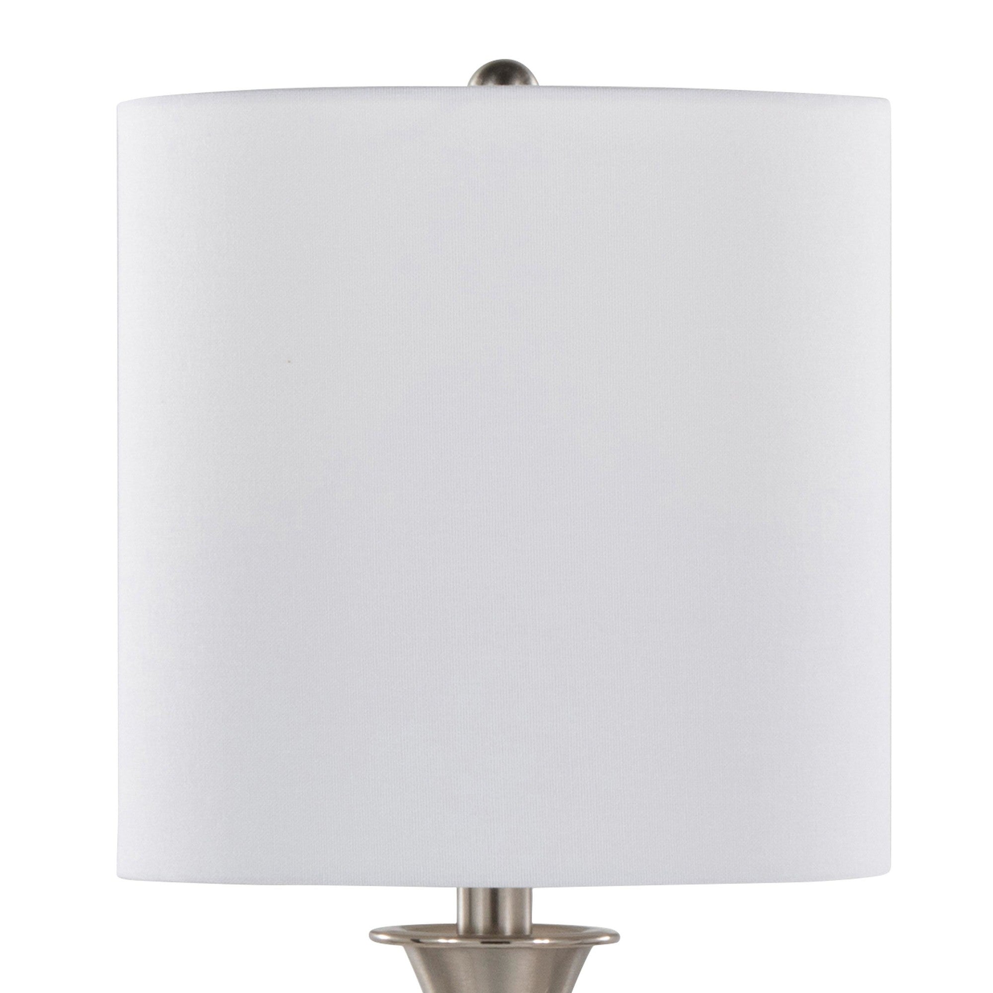 Sawyer 25" Metal Table Lamp With Usb - Set of 2 - Brushed Nickel, White Linen
