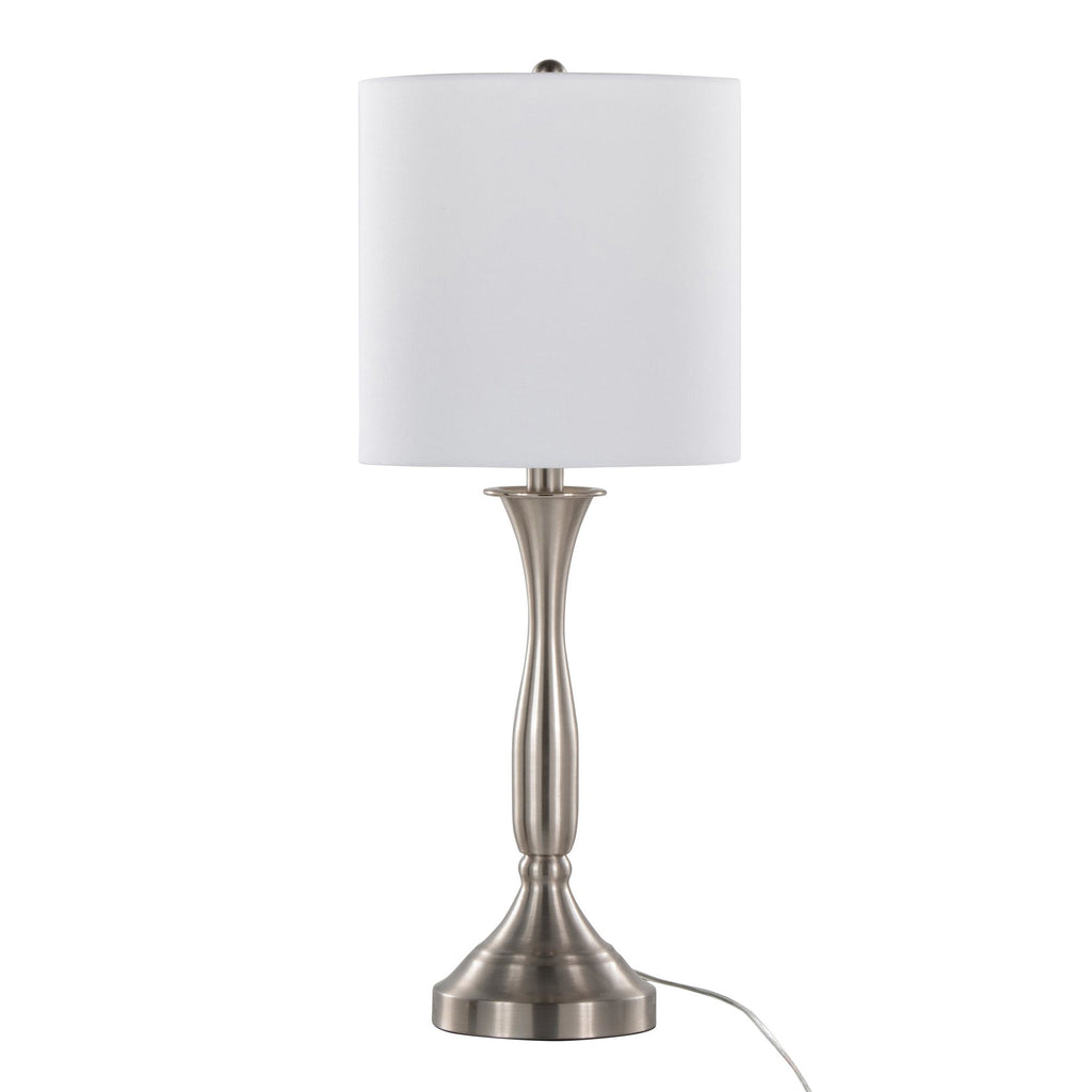 Sawyer 25" Metal Table Lamp With Usb - Set of 2 - Brushed Nickel, White Linen