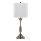 Sawyer 25" Metal Table Lamp With Usb - Set of 2 - Brushed Nickel, White Linen