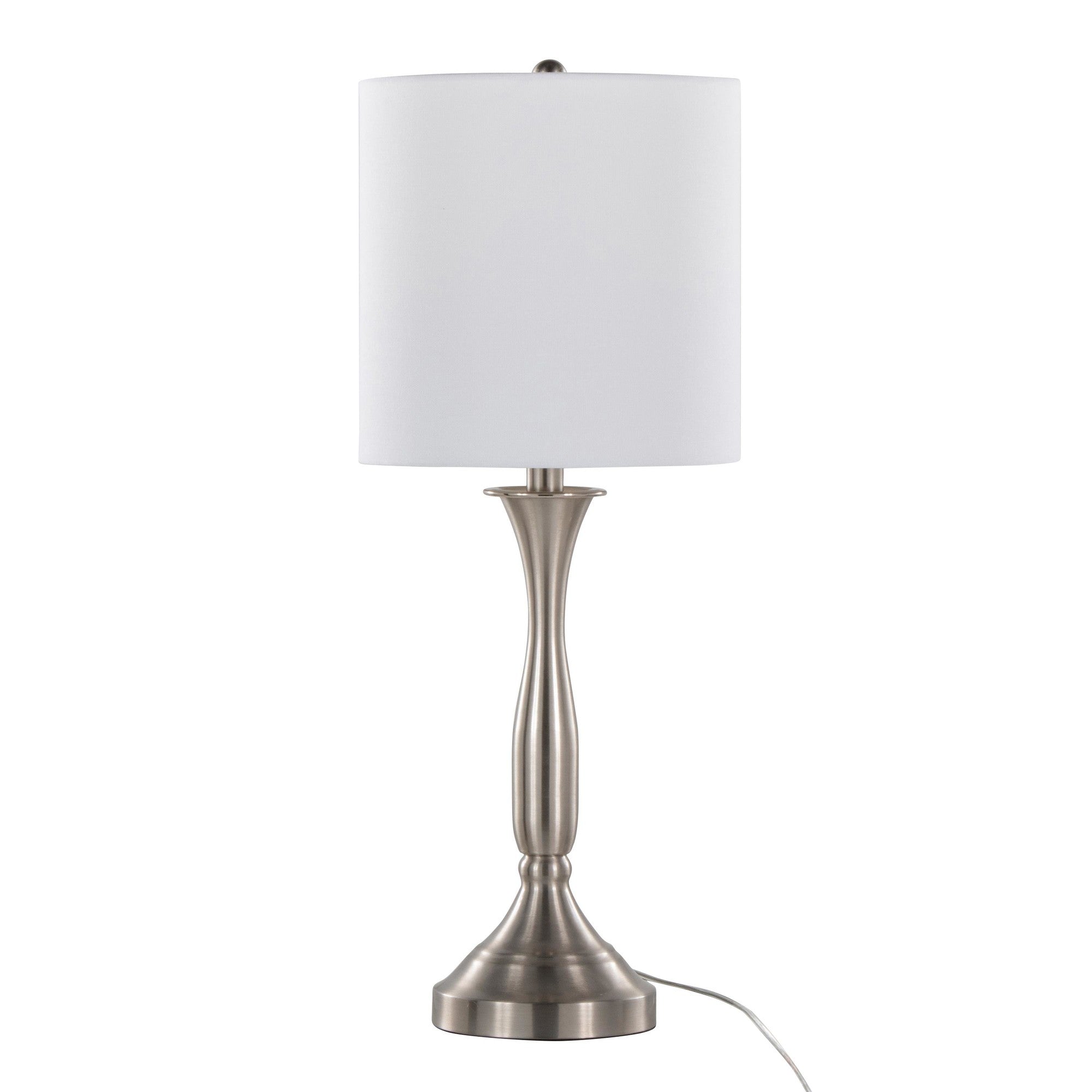 Sawyer 25" Metal Table Lamp With Usb - Set of 2 - Brushed Nickel, White Linen