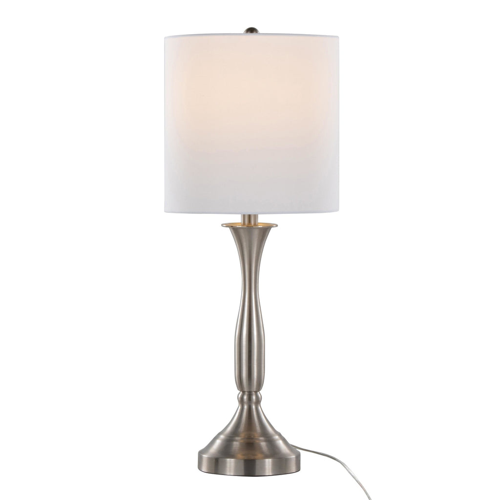 Sawyer 25" Metal Table Lamp With Usb - Set of 2 - Brushed Nickel, White Linen