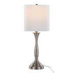 Sawyer 25" Metal Table Lamp With Usb - Set of 2 - Brushed Nickel, White Linen