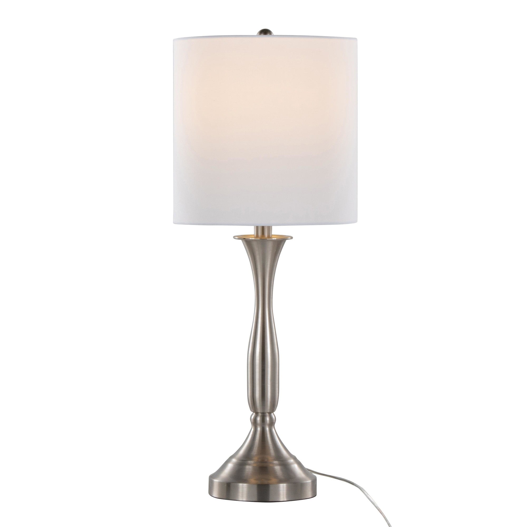 Sawyer 25" Metal Table Lamp With Usb - Set of 2 - Brushed Nickel, White Linen