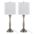 Sawyer 25" Metal Table Lamp With Usb - Set of 2 - Brushed Nickel, White Linen