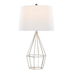 Geome 27" Metal Table Lamp - Set of 2 - Polished Nickel, White Linen