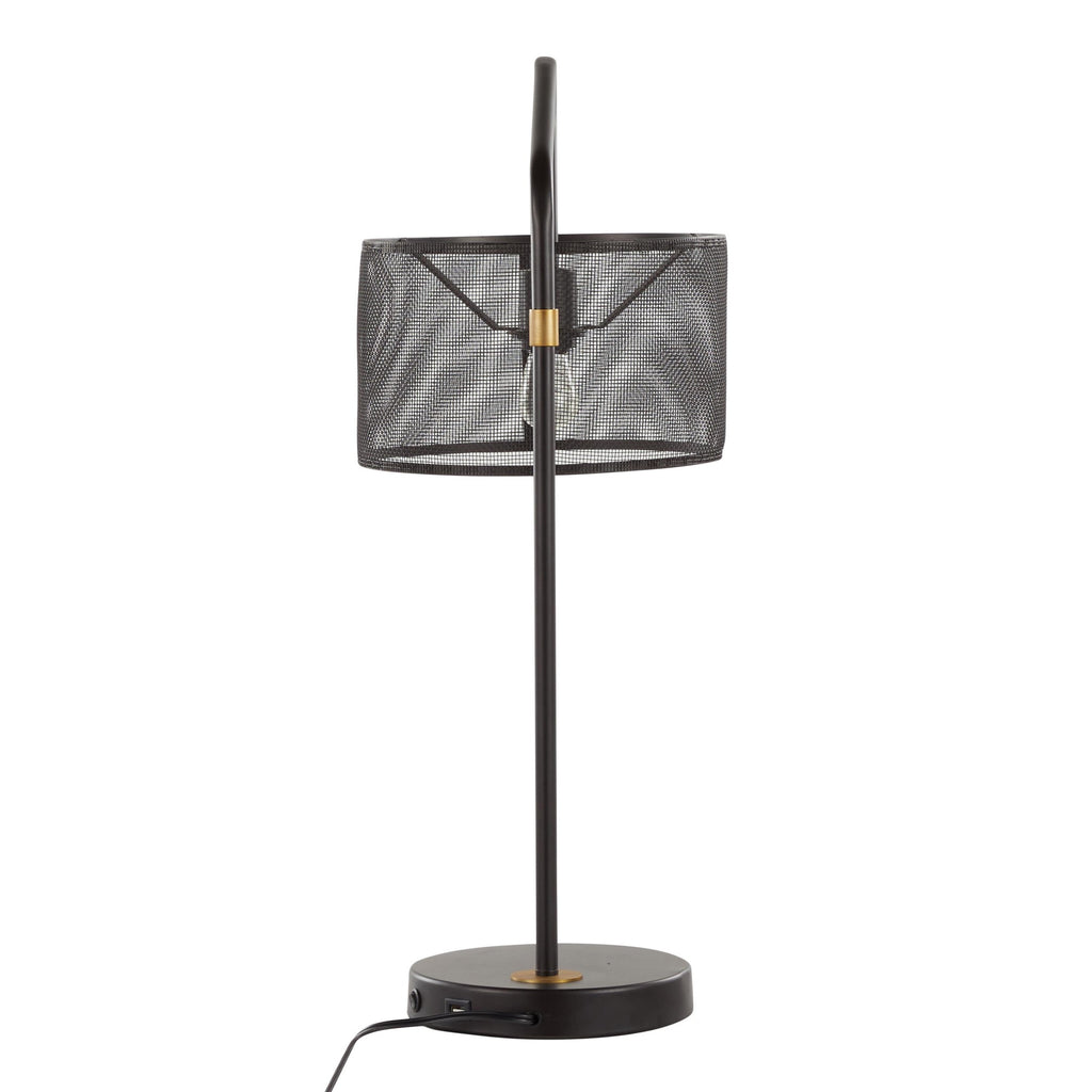 Mod Mesh 27" Metal Task Lamp With Usb - Set of 2 - Oil Bronze, Painted Gold Metal