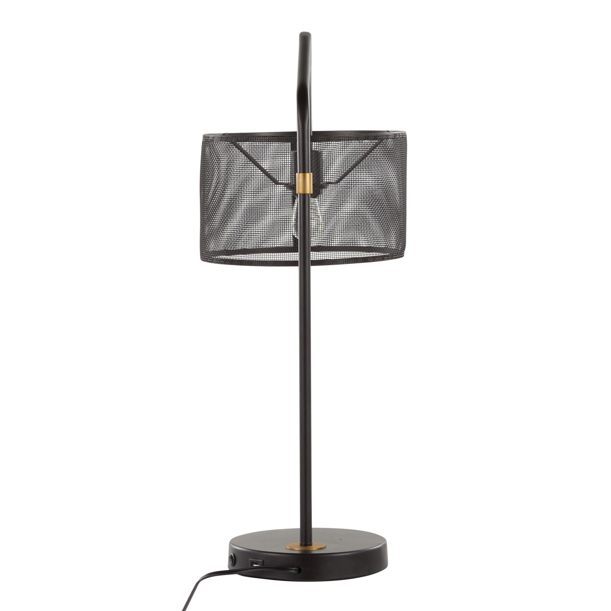 Mod Mesh 27" Metal Task Lamp With Usb - Set of 2 - Oil Bronze, Painted Gold Metal