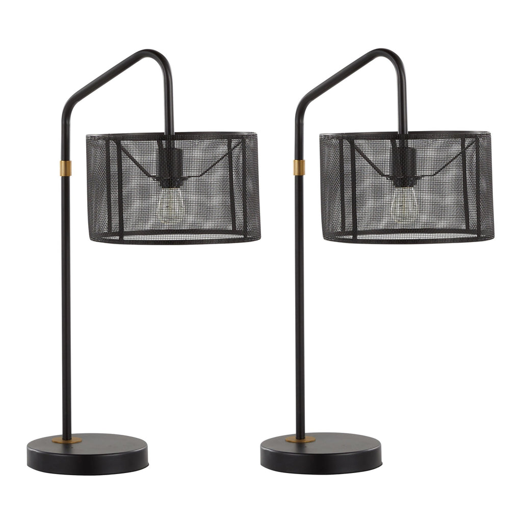 Mod Mesh 27" Metal Task Lamp With Usb - Set of 2 - Oil Bronze, Painted Gold Metal