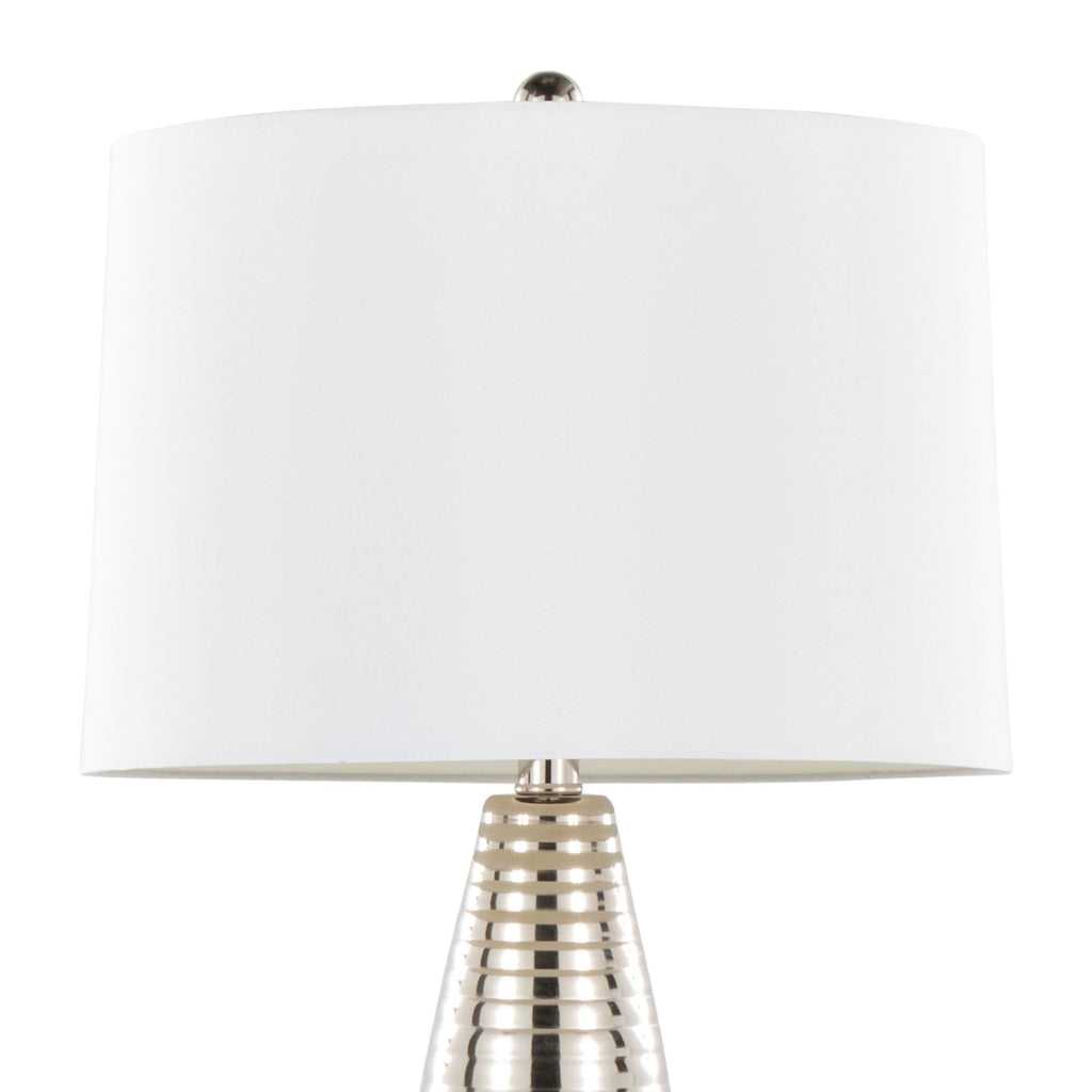 Maya 27" Metal Table Lamp - Set of 2 - Polished Nickel, White Linen