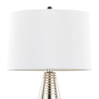 Maya 27" Metal Table Lamp - Set of 2 - Polished Nickel, White Linen