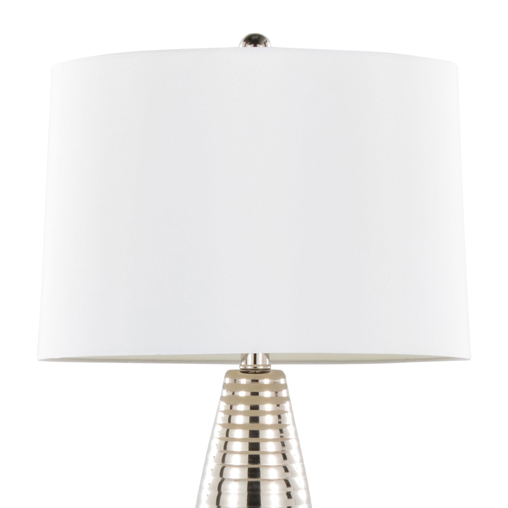 Maya 27" Metal Table Lamp - Set of 2 - Polished Nickel, White Linen